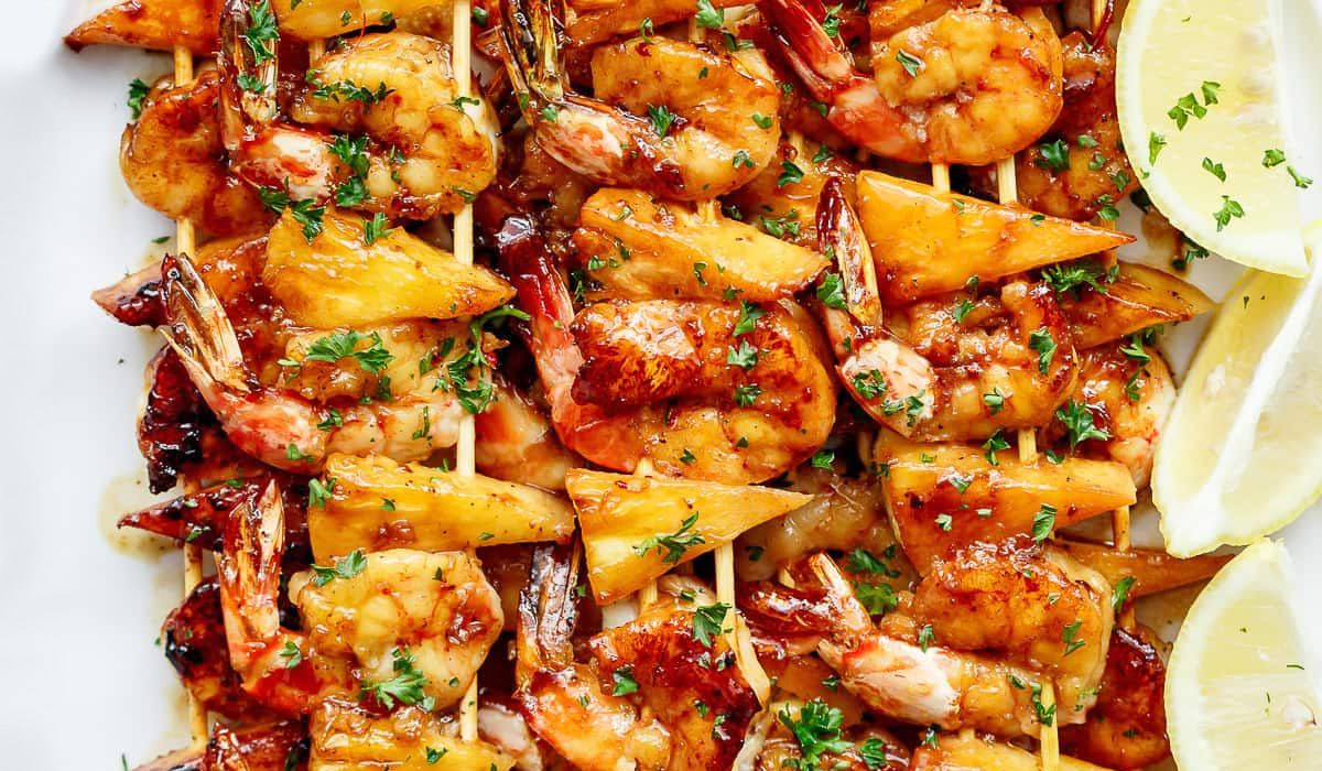 Brochettes de crevettes à l'ananas