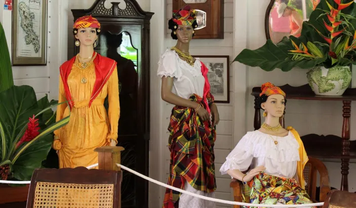Mannequins wearing traditional clothing at the Balata Garden House