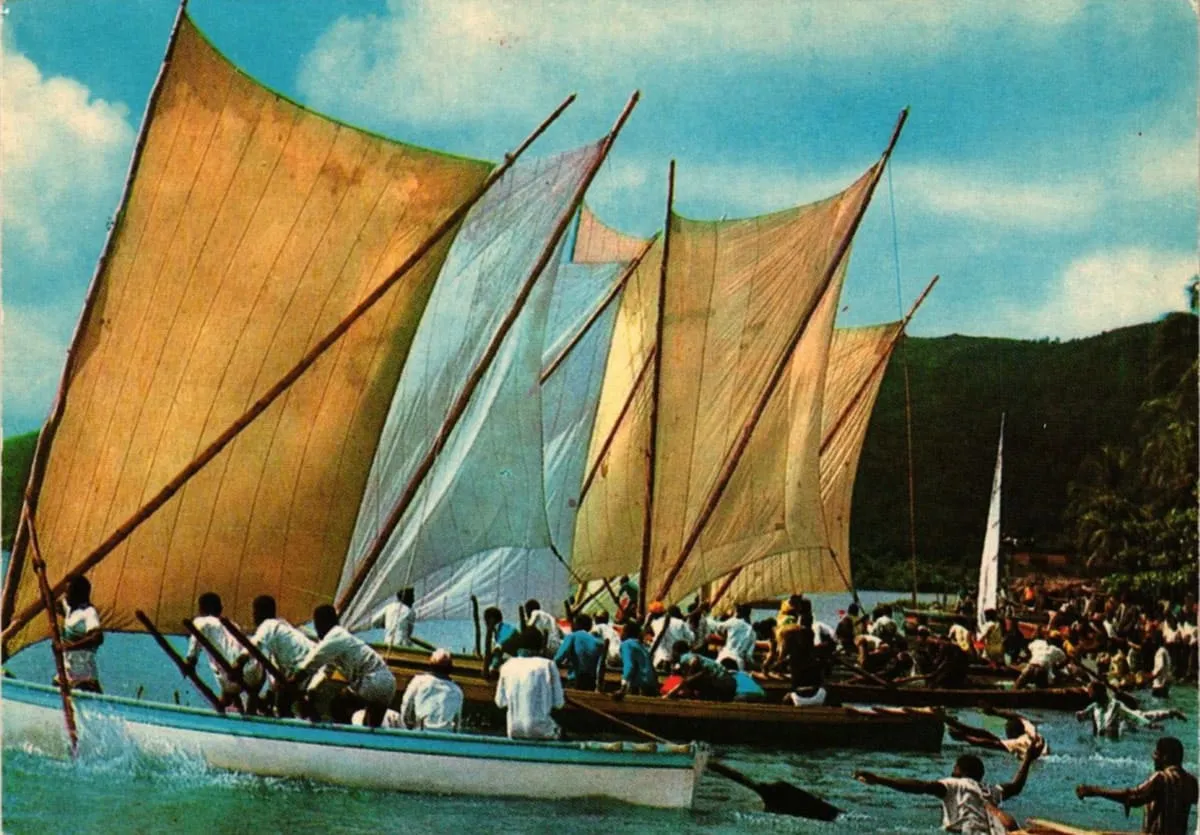 Yoles lors du premier tour des yoles de la Martinique