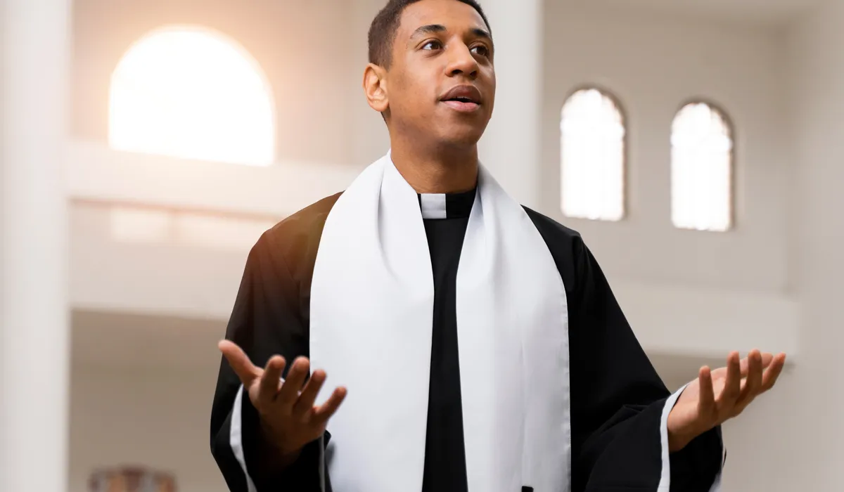 Priest in a church